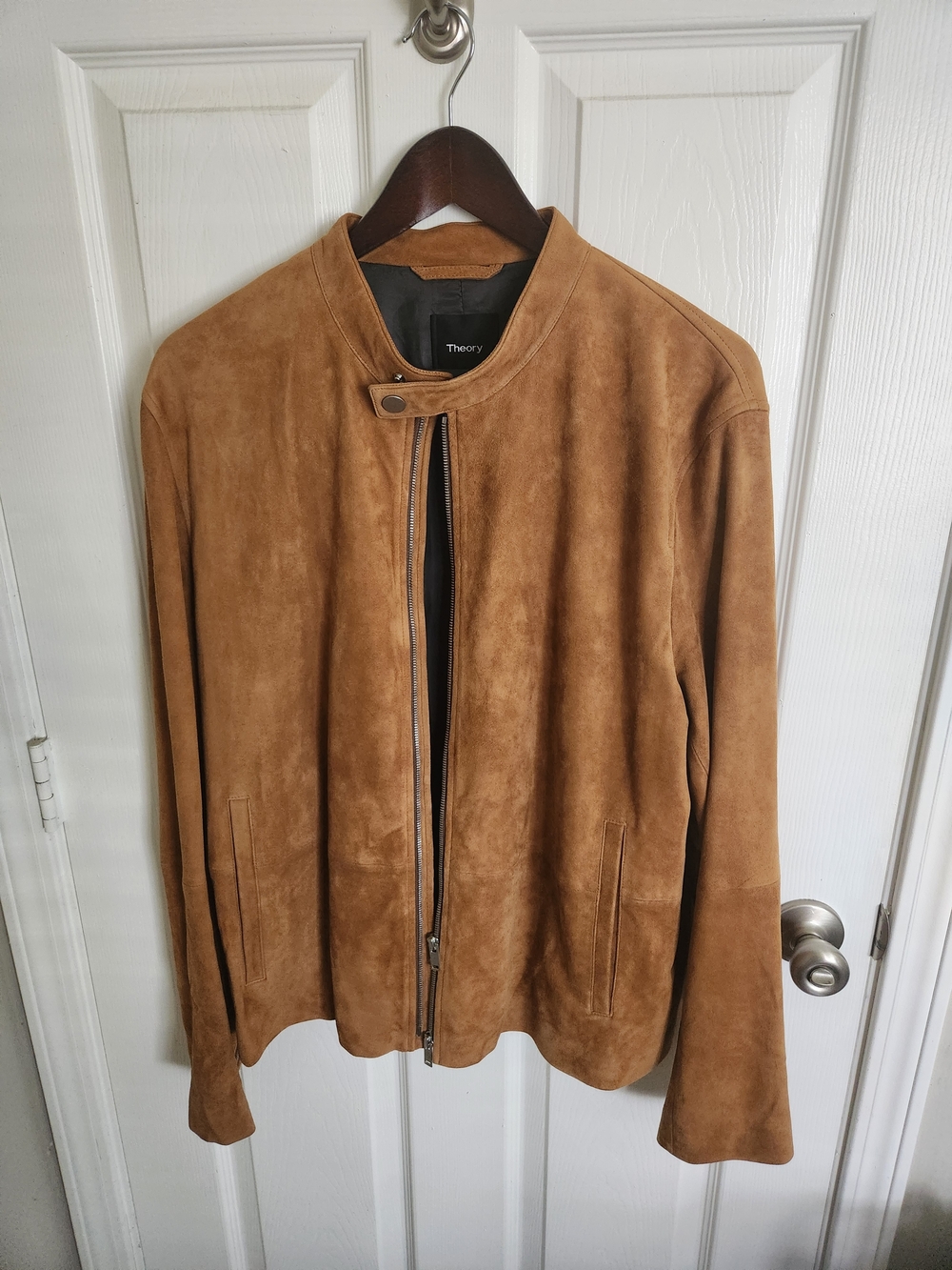 Theory Men’s Suede Bomber Jacket - Tan